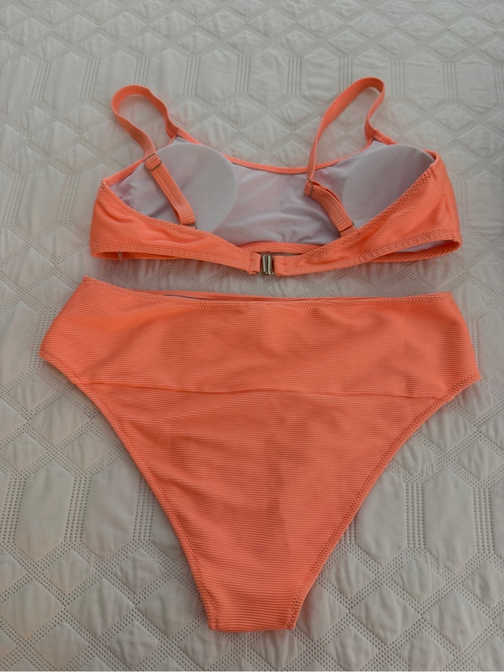 pop Coral Ribbed Two-Piece Bikini Set - Picture 2 of 4